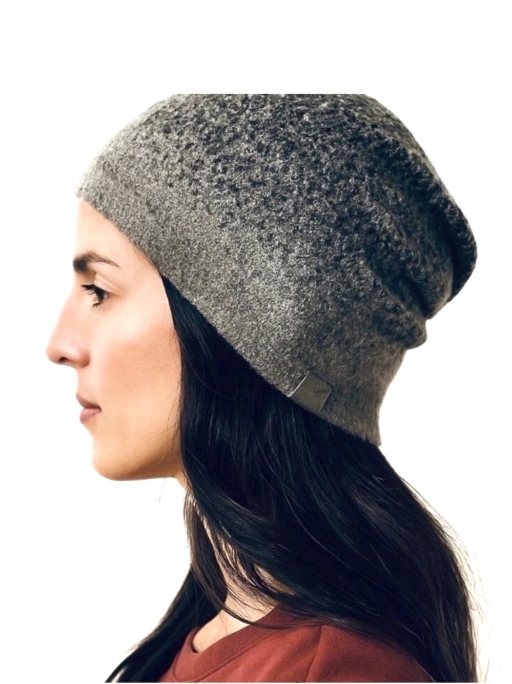 Barefoot Dreams CozyChic Confetti Beanie Hat Storm Gray Dark Brown soft Knit Cap